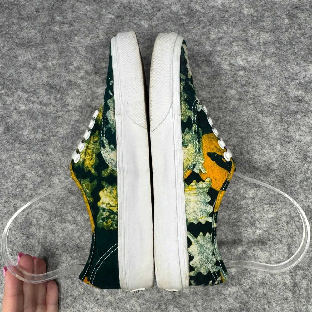 Vans Della Authentic Batik Floral Green Yellow Canvas Sneakers Mens 7 Womens 8.5